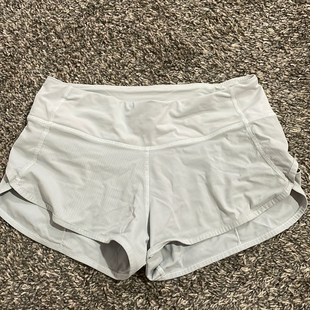 White/grey lululemon speed up shorts size 2